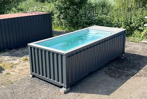 20-Fuß-Containerpool, anthrazitgrau, mit Jet-Swim-Funktion